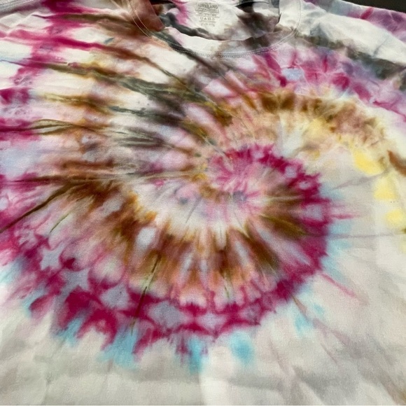 Funky tie dye t-shirt 3XL purple gold gray blue spiral ice dye - Picture 3 of 10